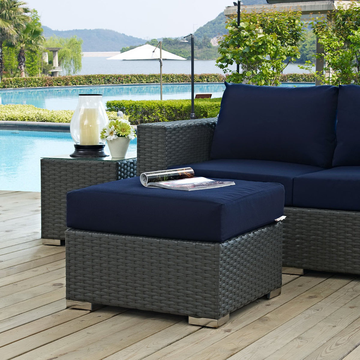 Sojourn Outdoor Patio Sunbrella® Ottoman by Modway
