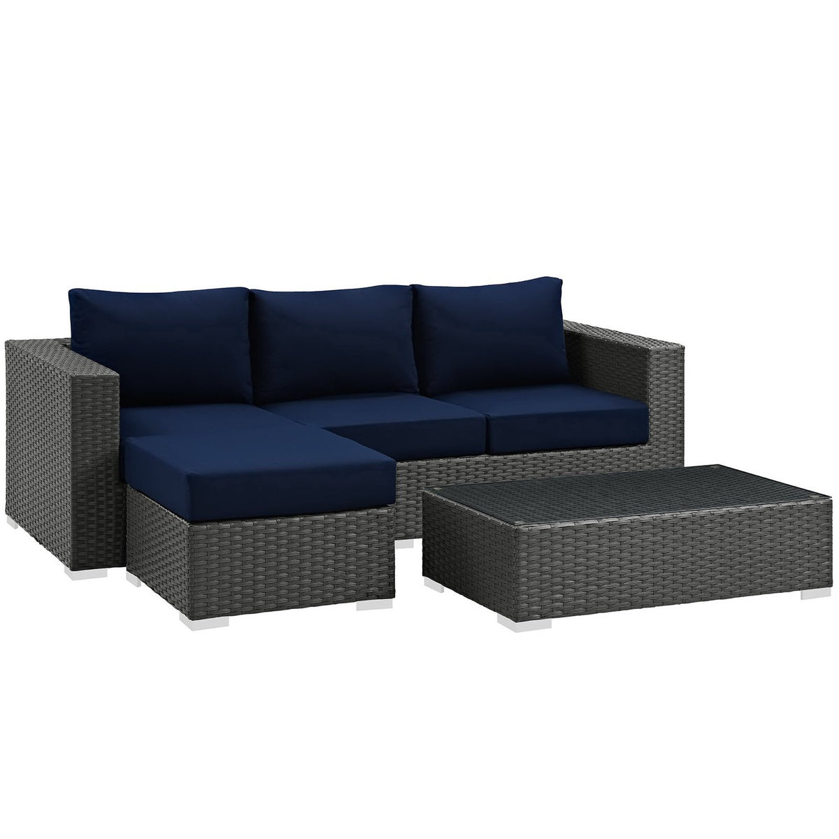 Sojourn 3 Piece Outdoor Patio Sunbrella® Sectional Set by Modway