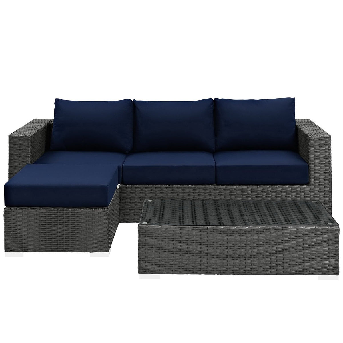 Sojourn 3 Piece Outdoor Patio Sunbrella® Sectional Set by Modway