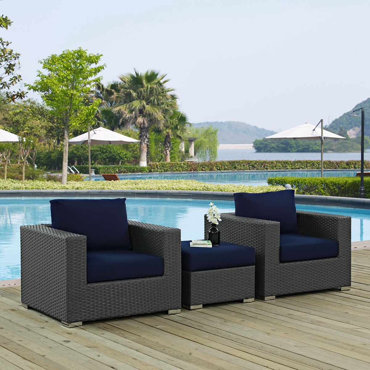 Sojourn 3 Piece Outdoor Patio Sunbrella® Sectional Set by Modway