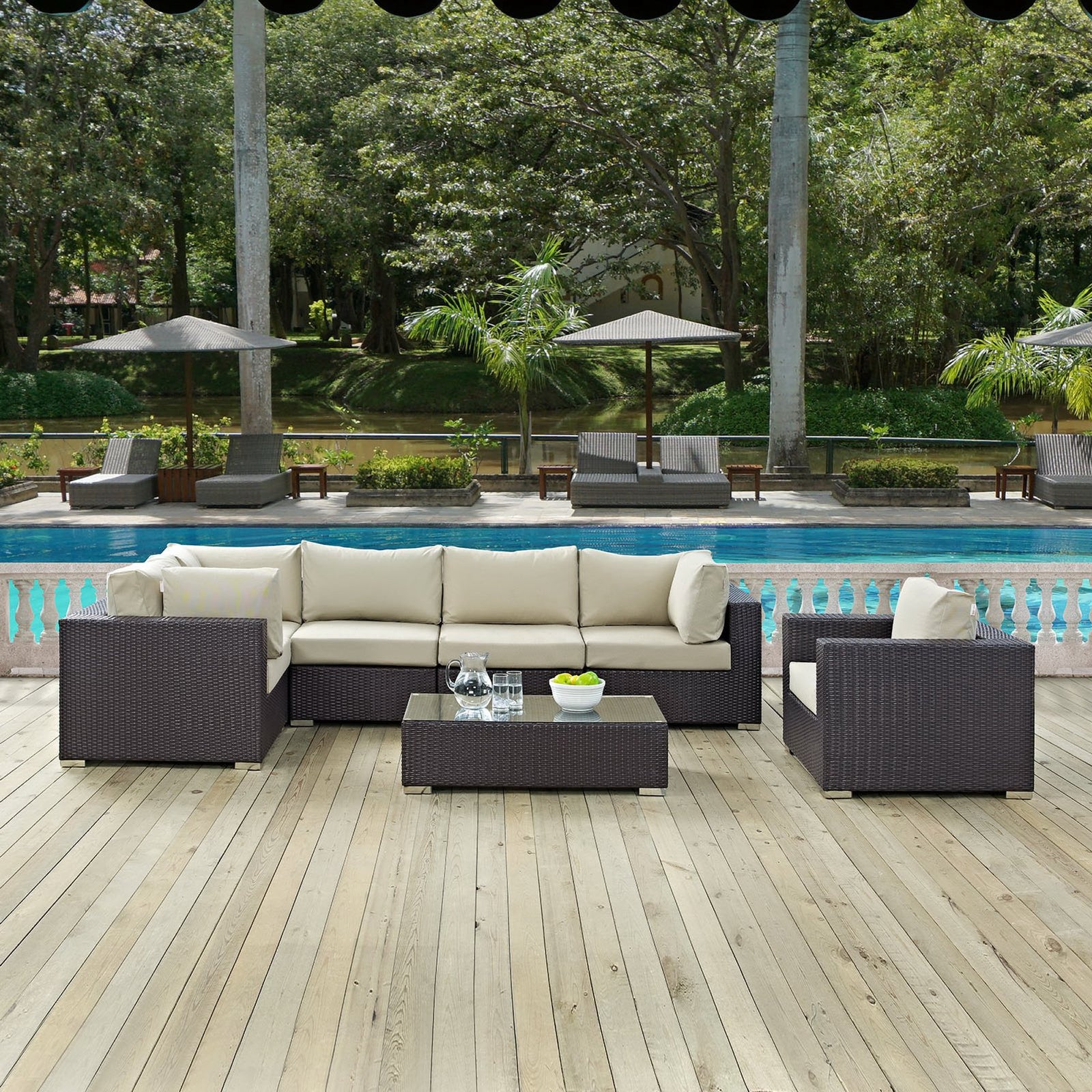 Convene 7 Piece Outdoor Patio Sectional Set by Modway