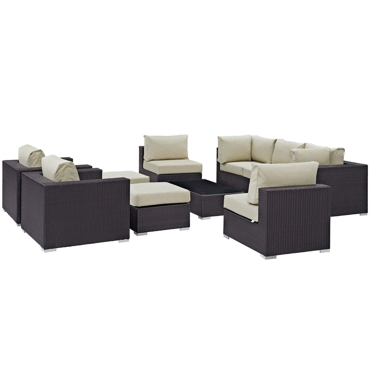 Convene 10 Piece Outdoor Patio Sectional Set by Modway