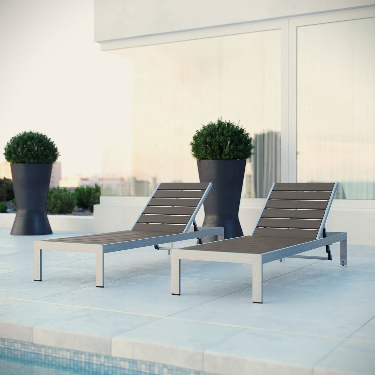 Shore Outdoor Patio Aluminum Chaise Set of 2 by Modway