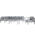 Shore 6 Piece Outdoor Patio Aluminum Sectional Sofa Set by Modway