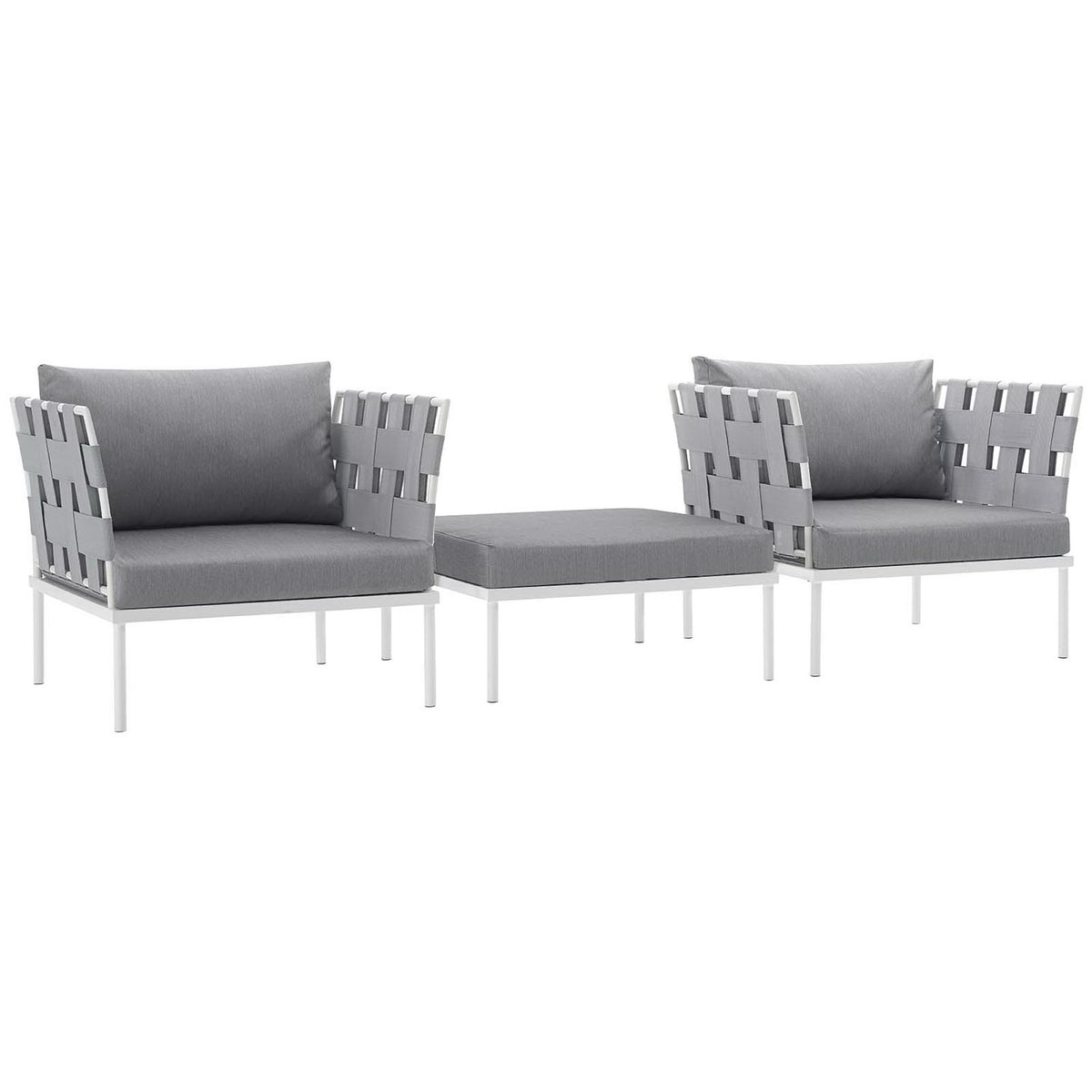 Harmony 3 Piece Outdoor Patio Aluminum Sectional Sofa Set by Modway