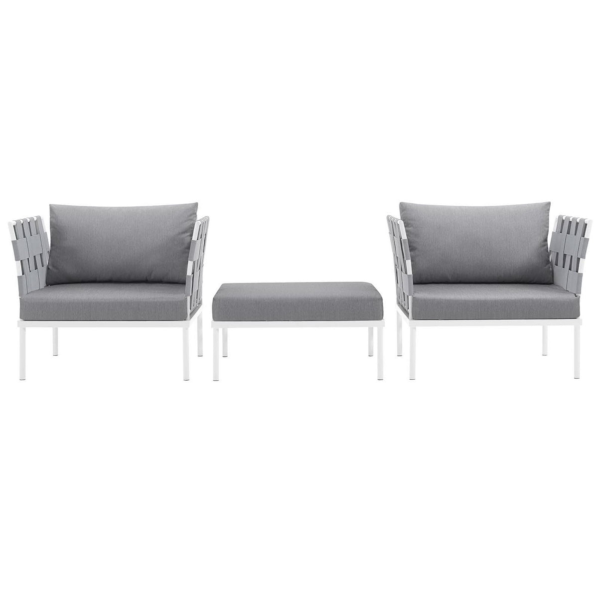 Harmony 3 Piece Outdoor Patio Aluminum Sectional Sofa Set by Modway