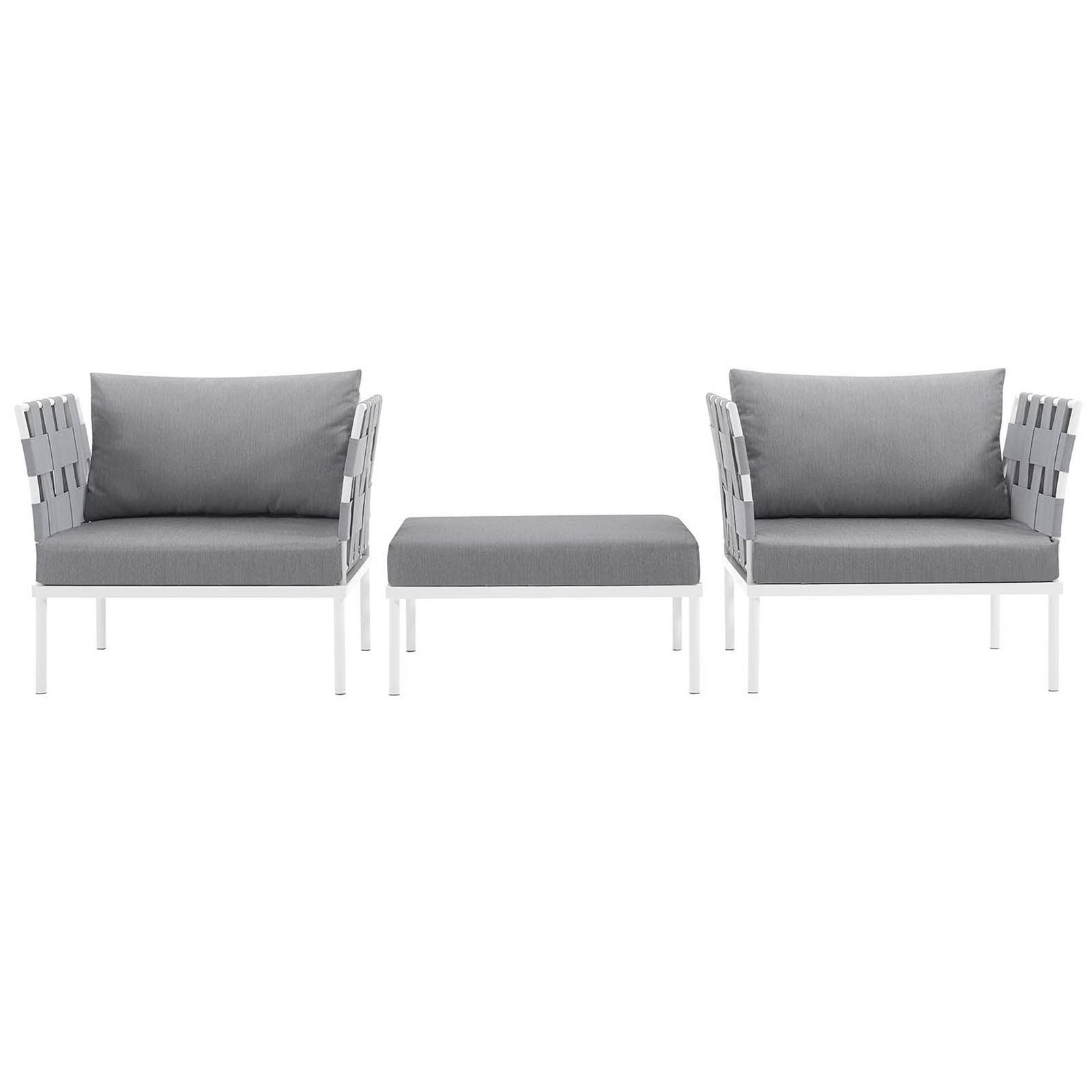 Harmony 3 Piece Outdoor Patio Aluminum Sectional Sofa Set by Modway