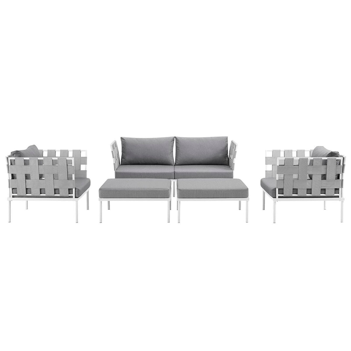 Harmony 5 Piece Outdoor Patio Aluminum Sectional Sofa Set by Modway