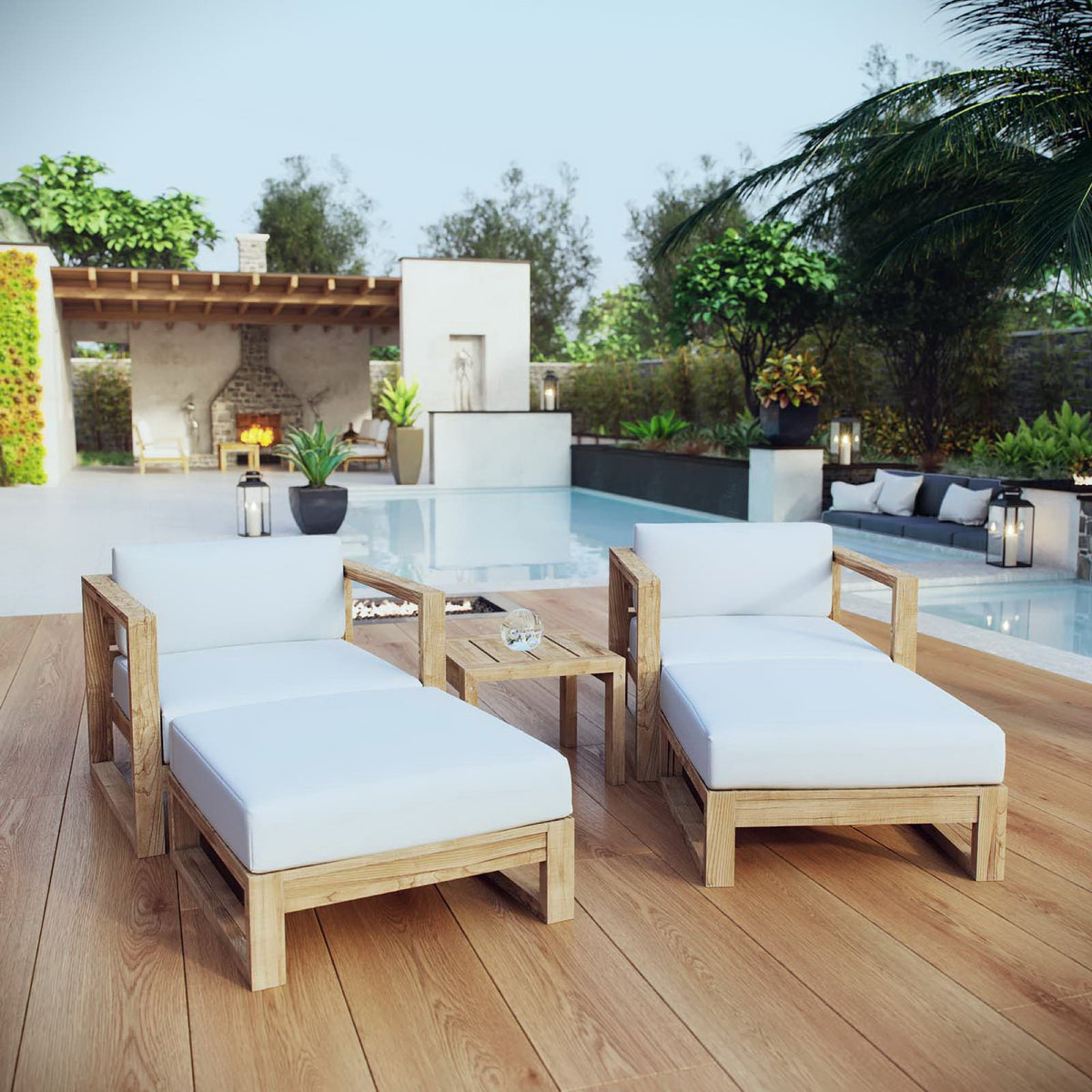 Upland 5 Piece Outdoor Patio Teak Set by Modway