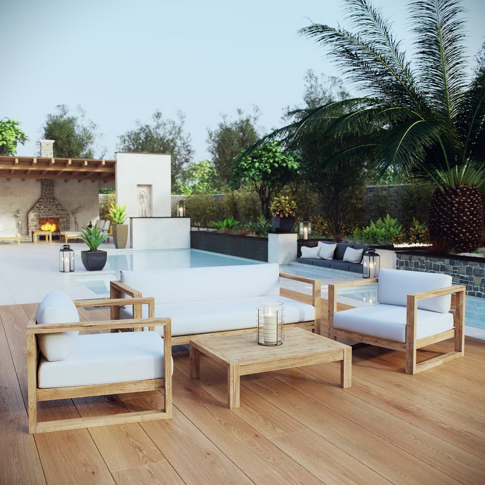 Upland 4 Piece Outdoor Patio Teak Set by Modway