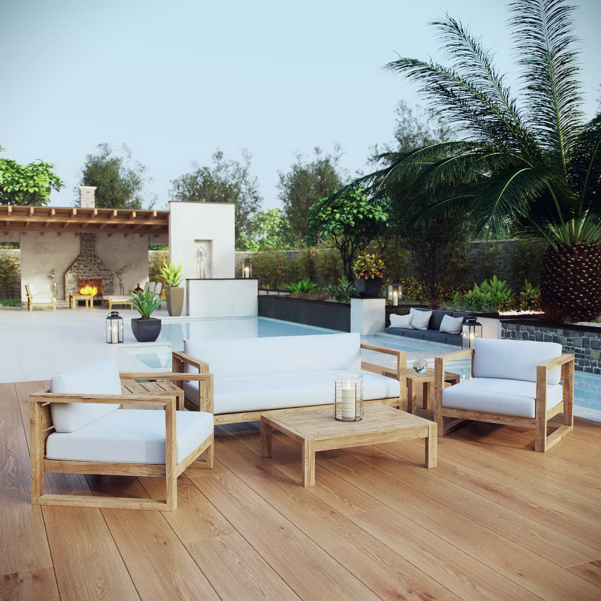 Upland 6 Piece Outdoor Patio Teak Set by Modway