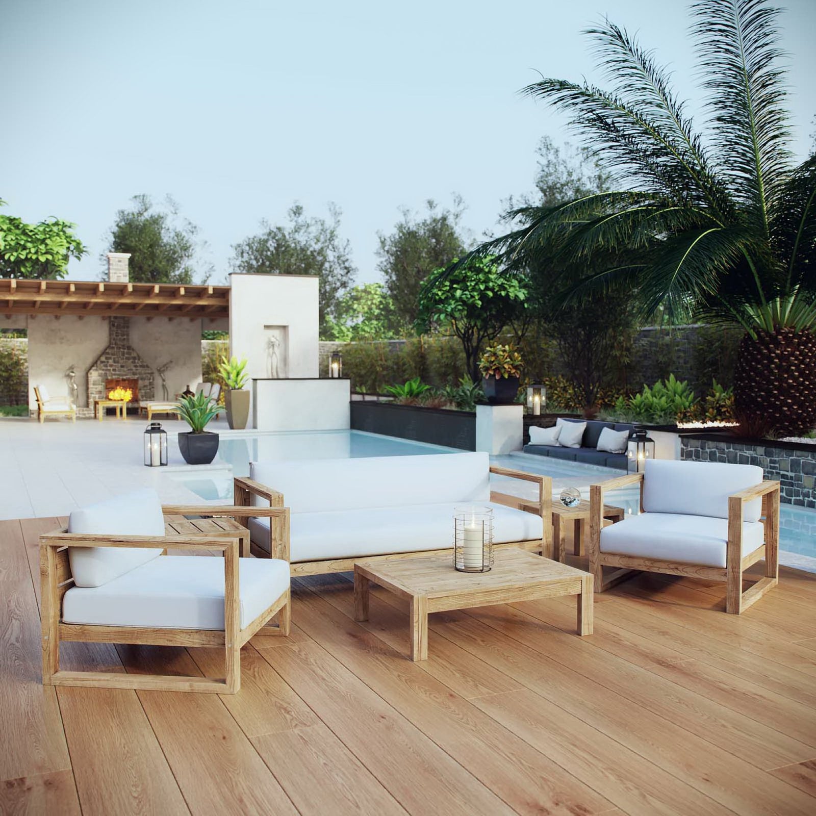 Upland 6 Piece Outdoor Patio Teak Set by Modway