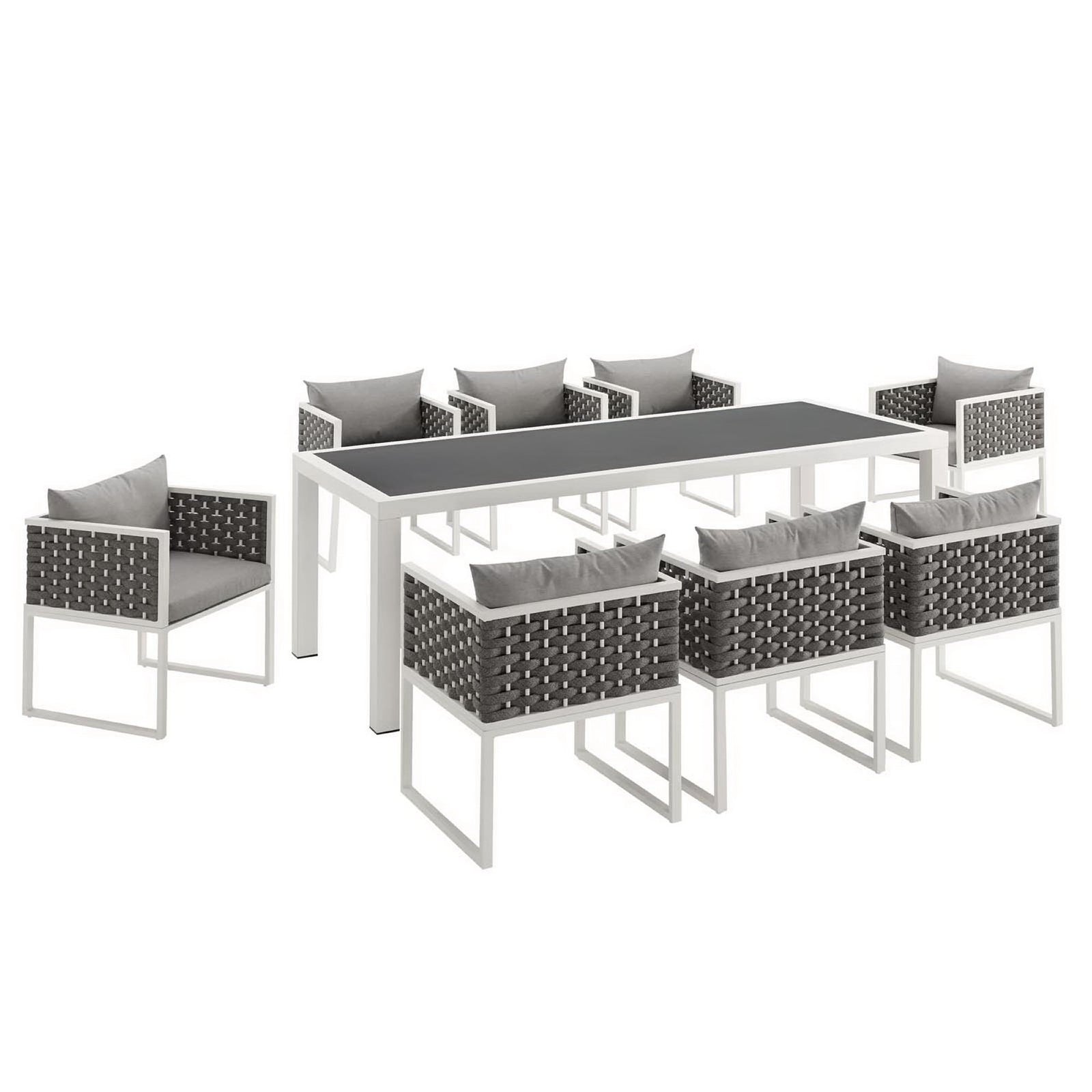 Stance 9 Piece Outdoor Patio Aluminum Dining Set by Modway
