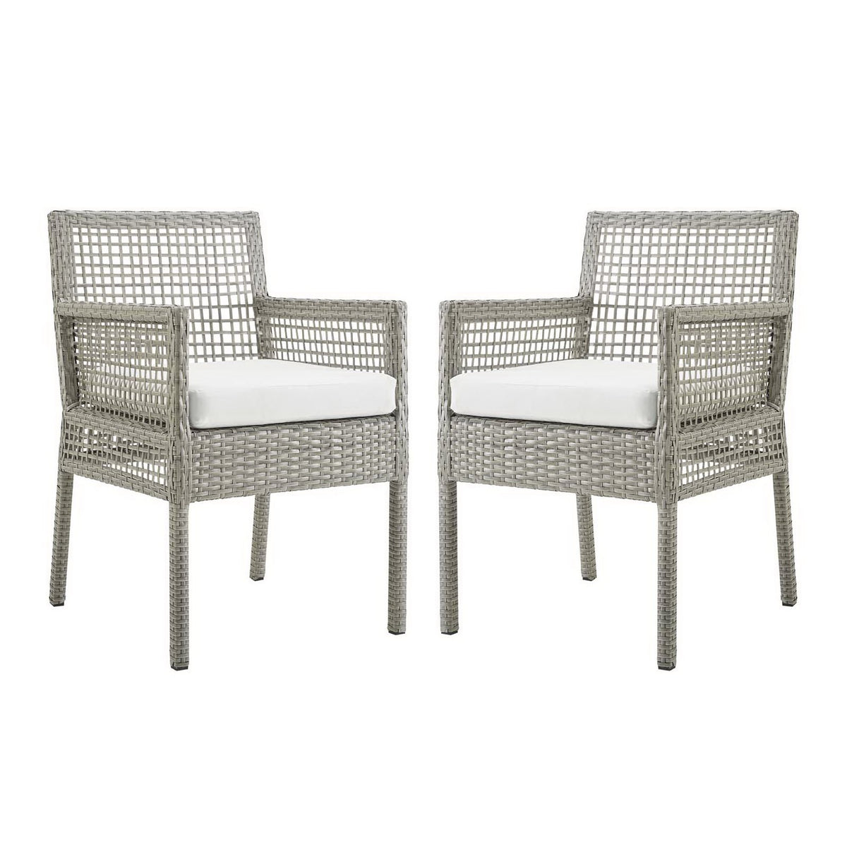 Aura Outdoor Patio Wicker Rattan Dining Armchair Set of 2 by Modway
