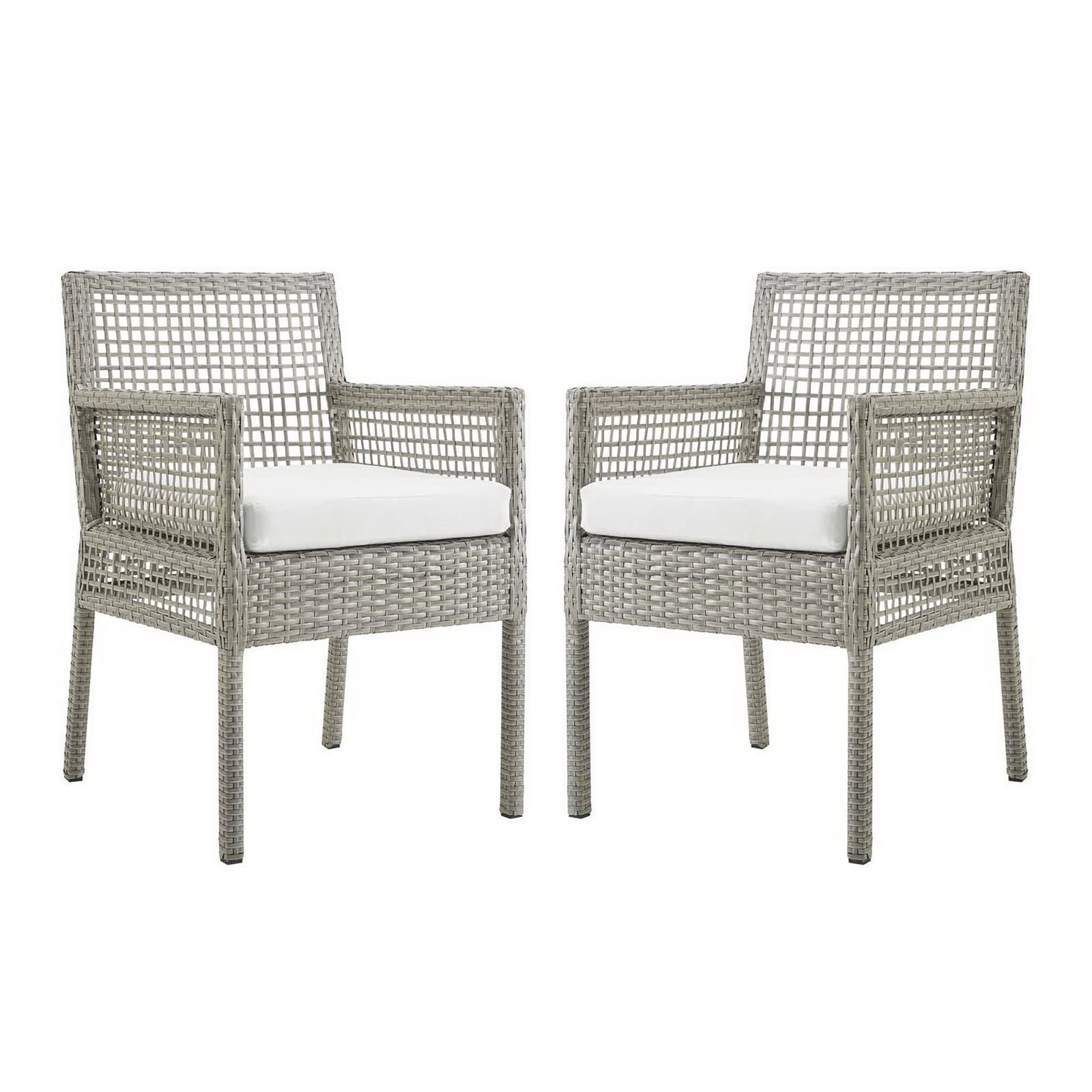 Aura Outdoor Patio Wicker Rattan Dining Armchair Set of 2 by Modway