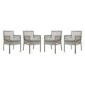 Aura Outdoor Patio Wicker Rattan Dining Armchair Set of 4 by Modway