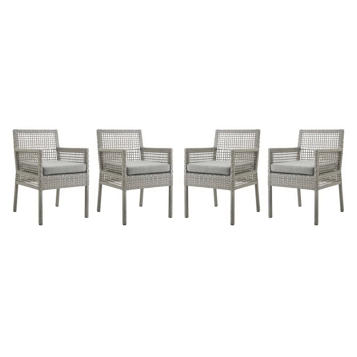 Aura Outdoor Patio Wicker Rattan Dining Armchair Set of 4 by Modway
