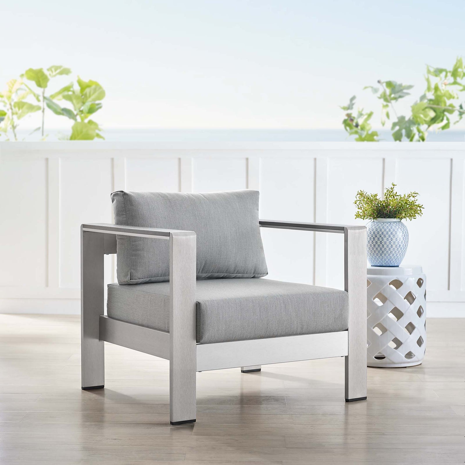 Shore Sunbrella® Fabric Aluminum Outdoor Patio Armchair by Modway
