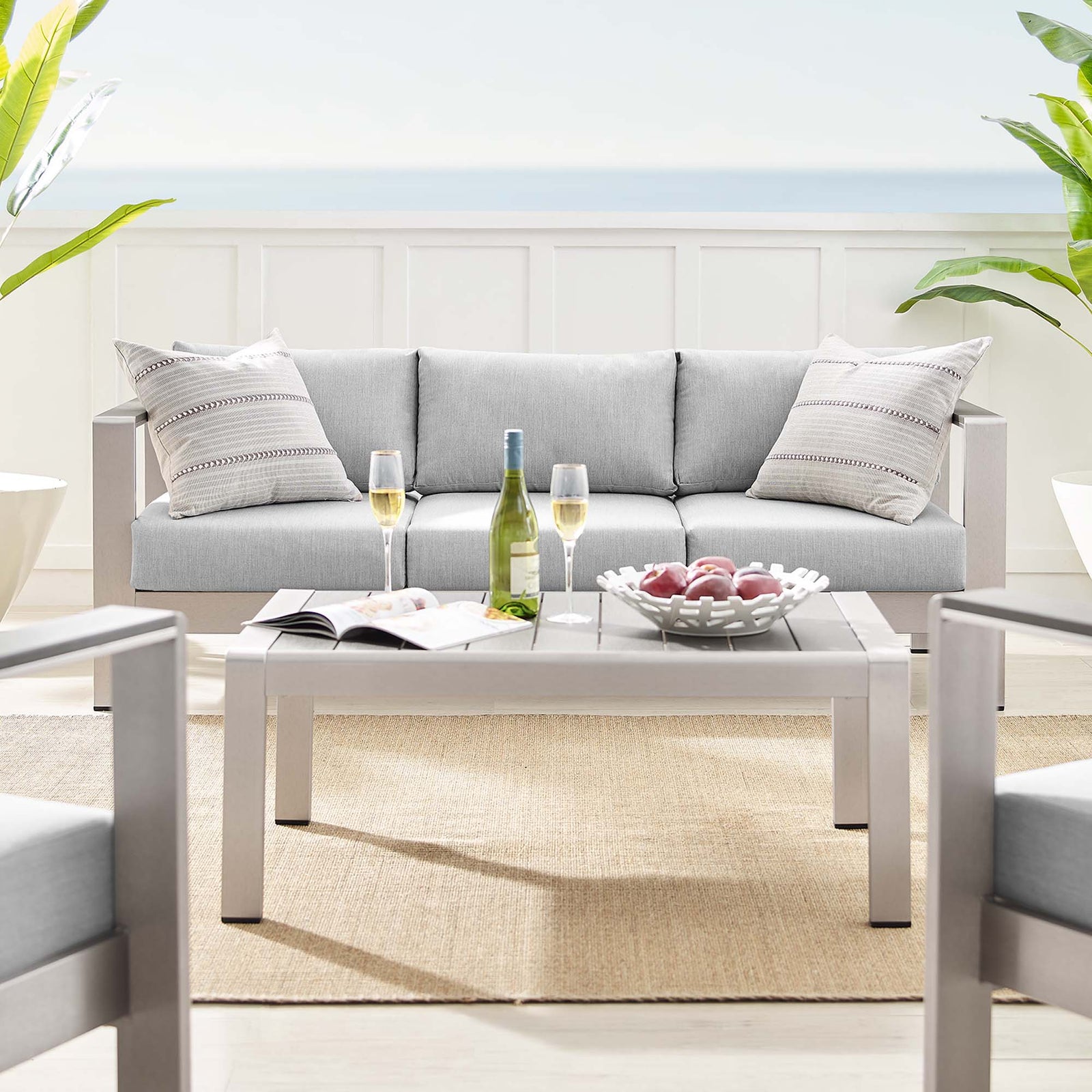 Shore 4 Piece Sunbrella® Fabric Outdoor Patio Aluminum Set by Modway