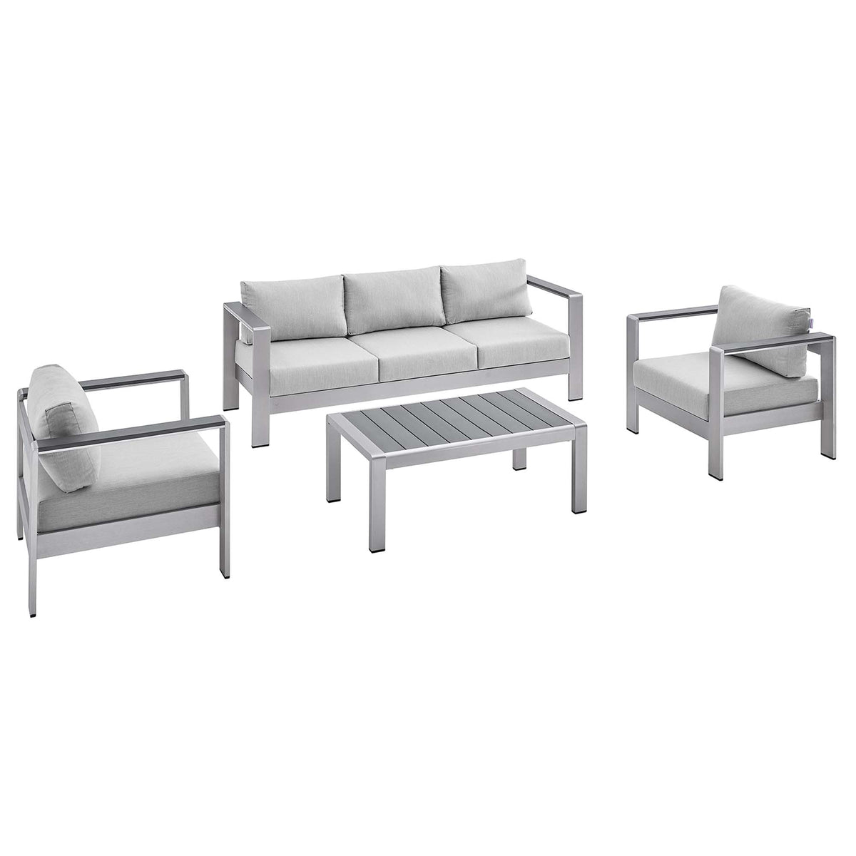 Shore 4 Piece Sunbrella® Fabric Outdoor Patio Aluminum Set by Modway