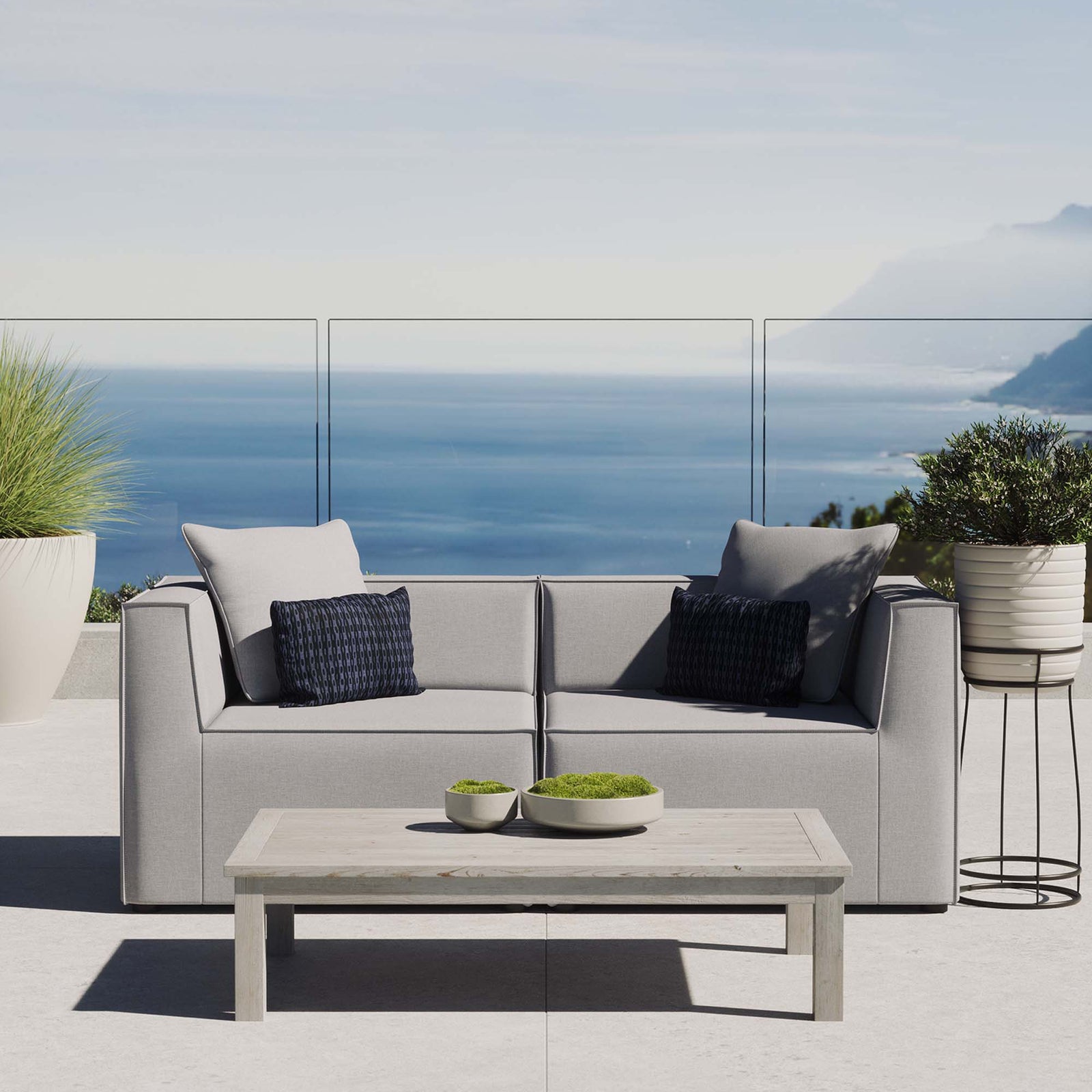 Saybrook 2-Piece Outdoor Patio Upholstered Sectional Sofa Loveseat by Modway