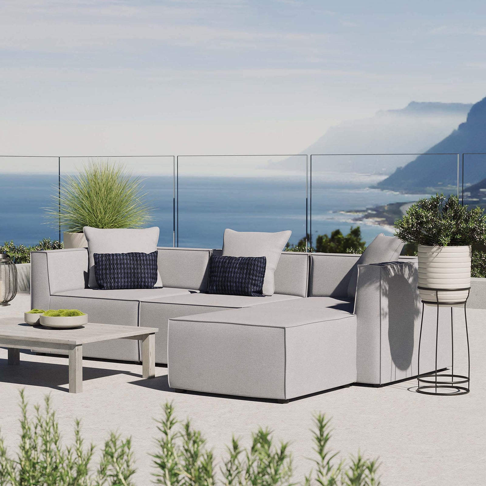 Saybrook 4-Piece Outdoor Patio Upholstered Sectional Sofa by Modway
