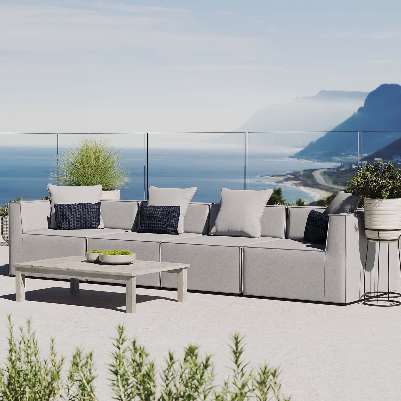 Saybrook 4-Piece Outdoor Patio Upholstered Sectional Sofa by Modway