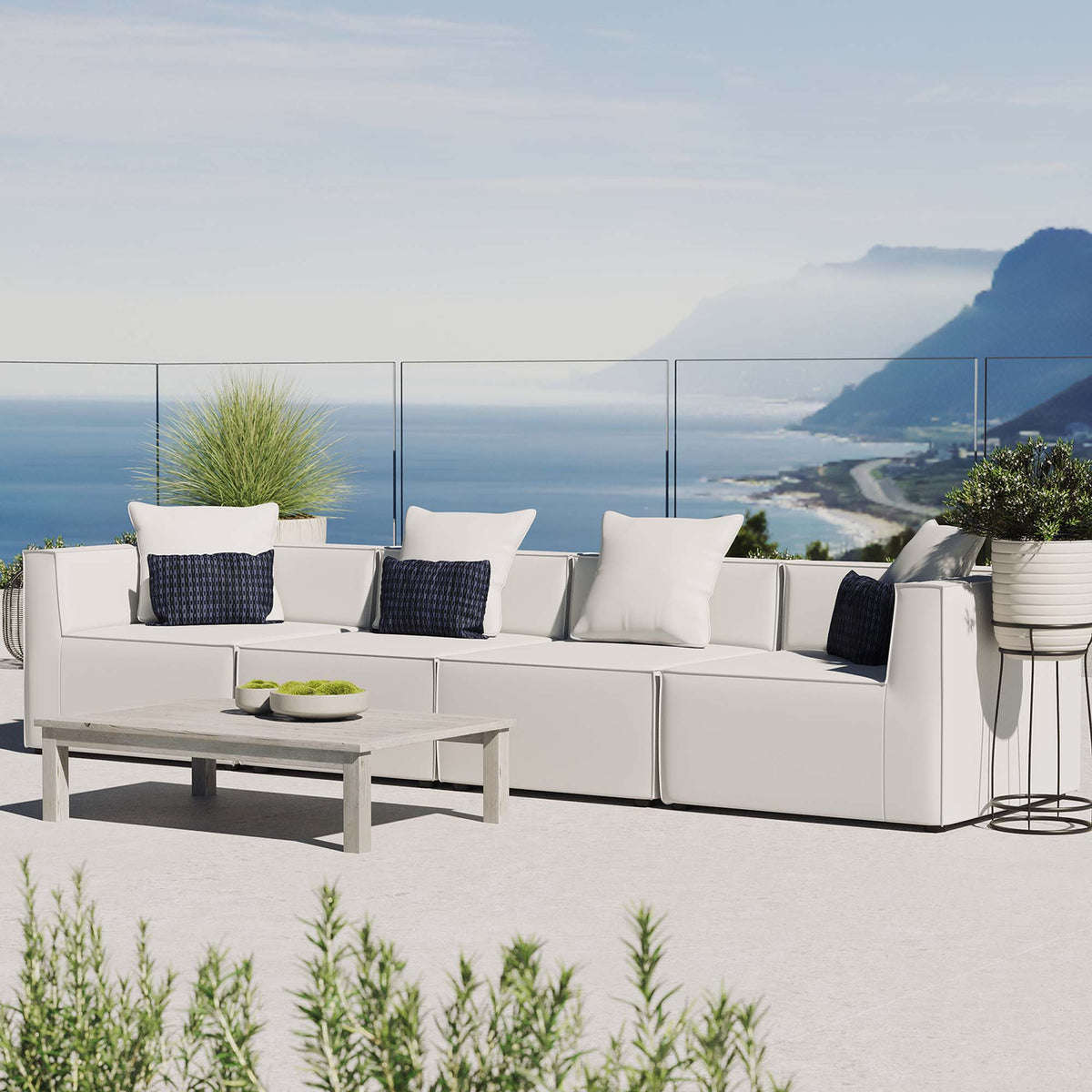 Saybrook 4-Piece Outdoor Patio Upholstered Sectional Sofa by Modway