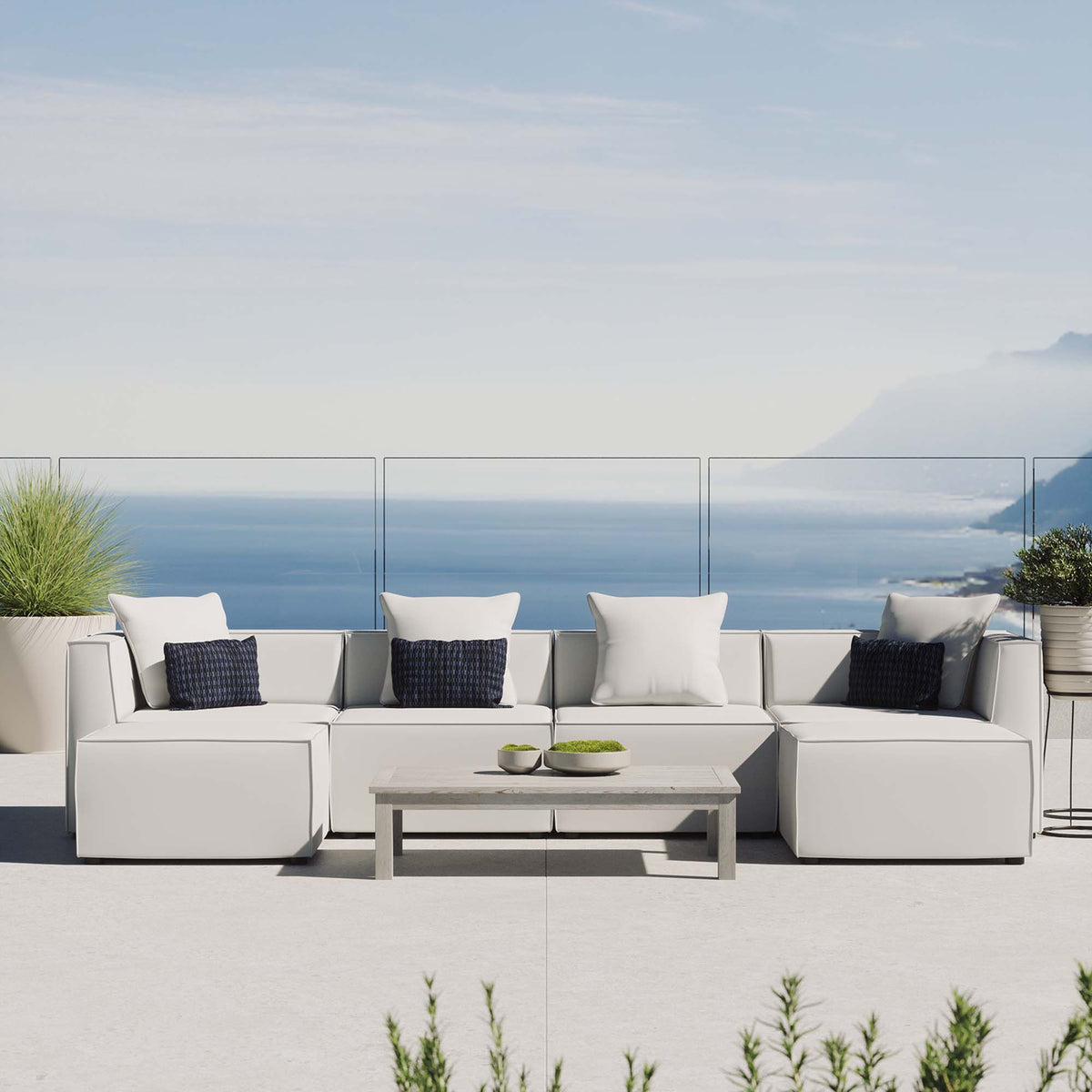 Saybrook 6-Piece Outdoor Patio Upholstered Sectional Sofa by Modway