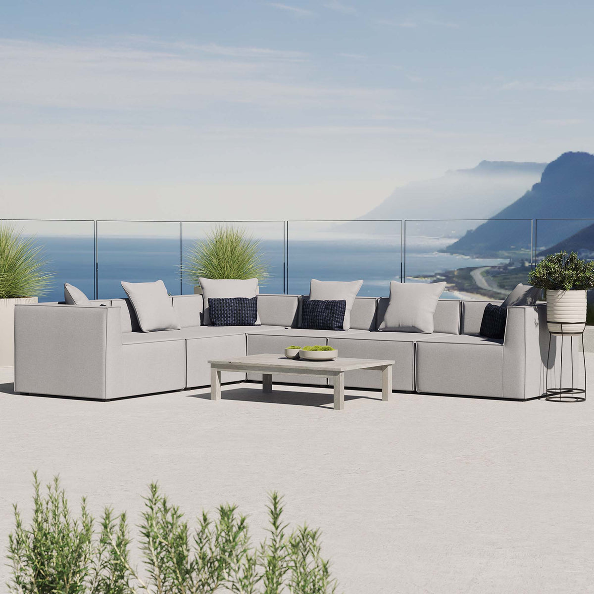 Saybrook 6-Piece Outdoor Patio Upholstered Sectional Sofa by Modway
