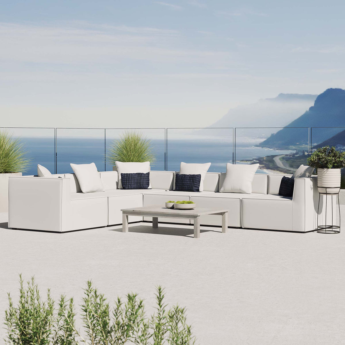 Saybrook 6-Piece Outdoor Patio Upholstered Sectional Sofa by Modway