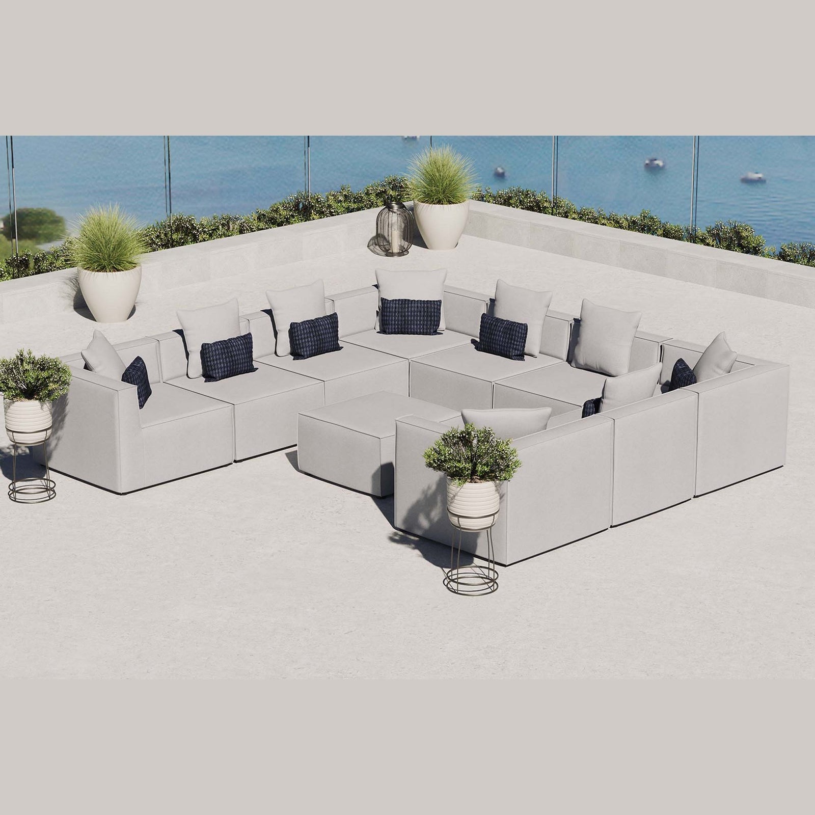 Saybrook 10-Piece Outdoor Patio Upholstered Sectional Sofa by Modway