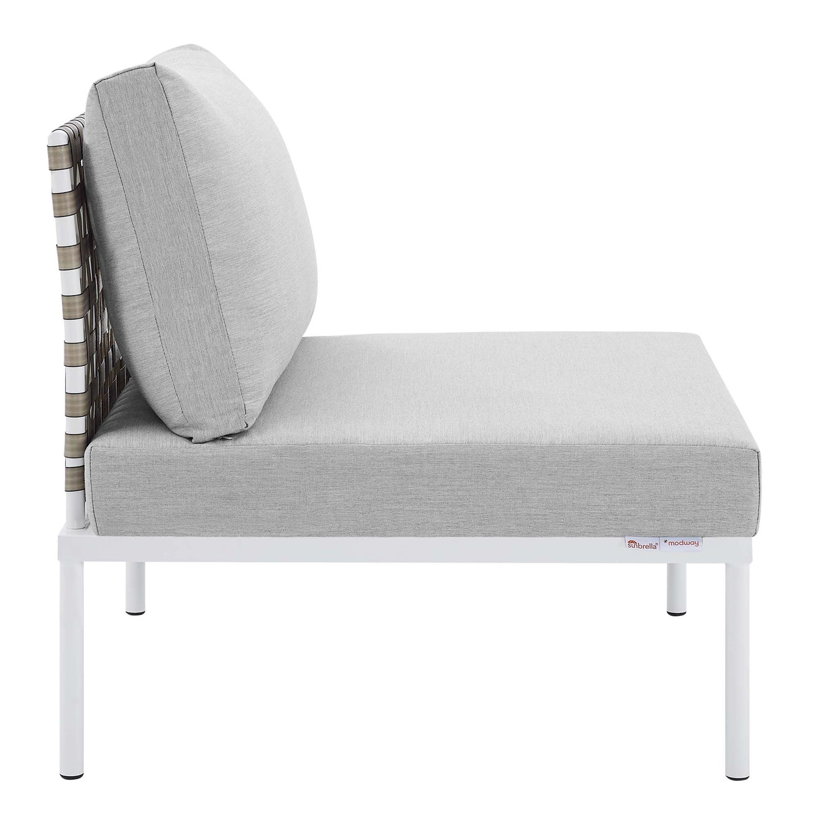 Harmony Sunbrella® Basket Weave Outdoor Patio Aluminum Armless Chair by Modway