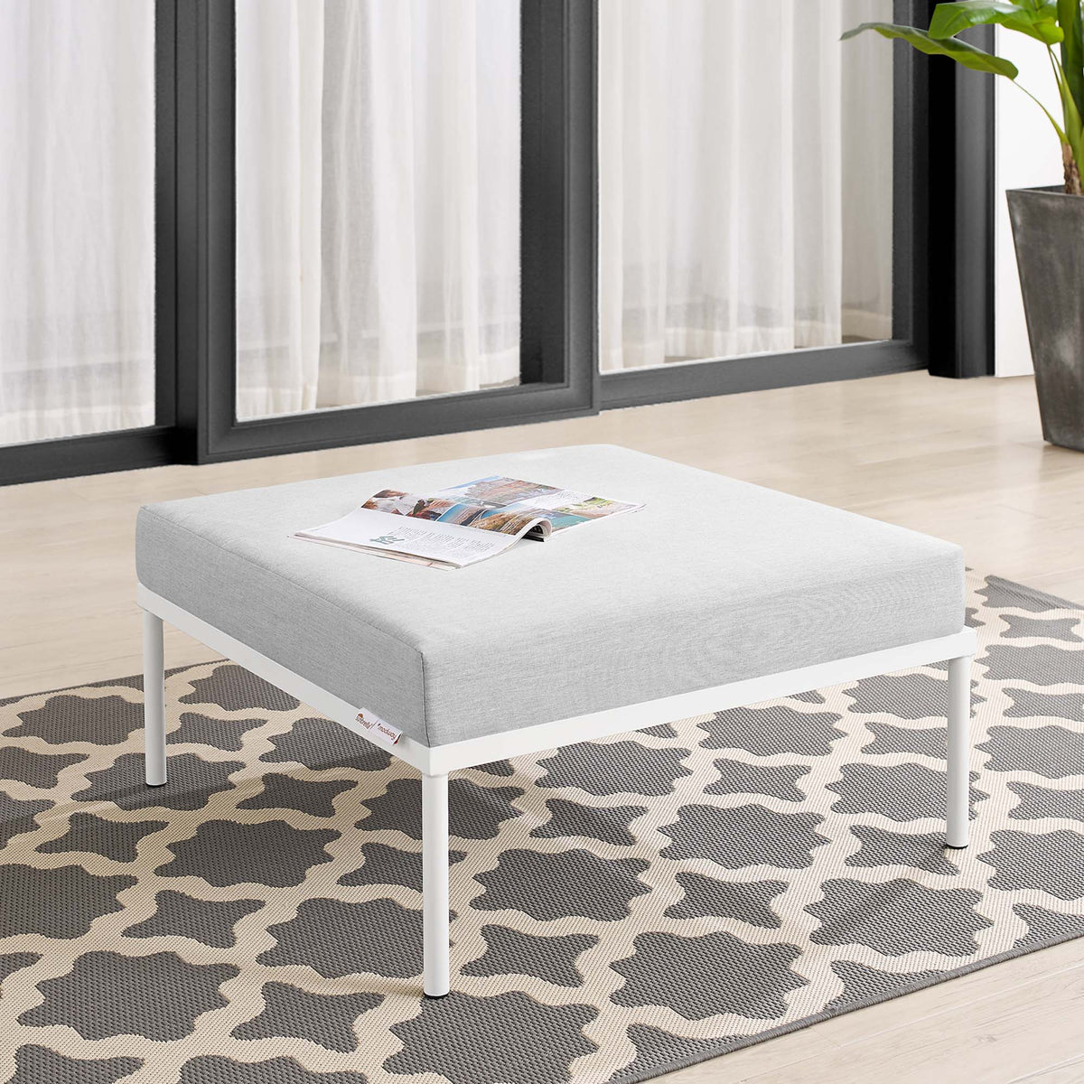 Harmony Sunbrella® Outdoor Patio Aluminum Ottoman by Modway