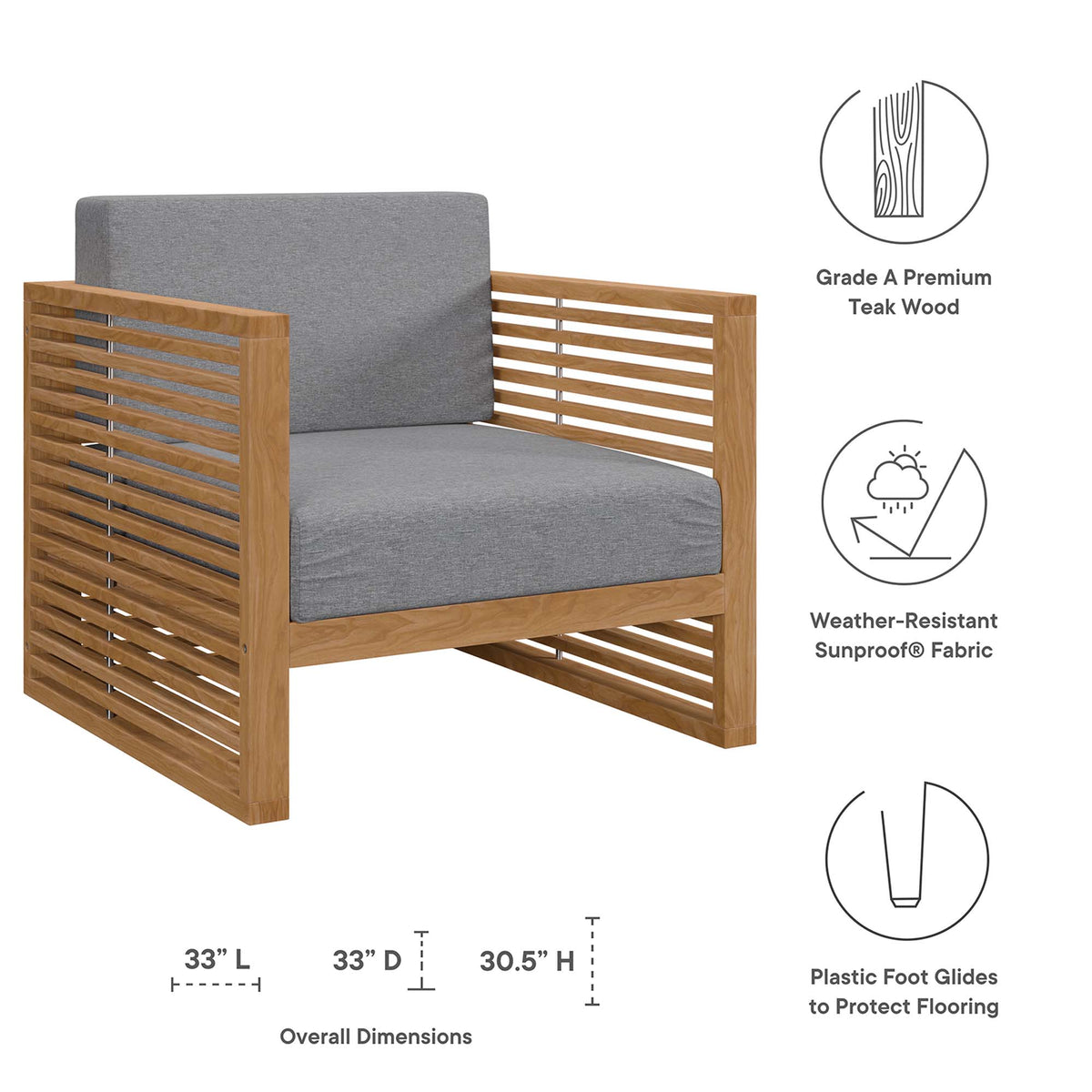 Carlsbad 6-Piece Teak Wood Outdoor Patio Set by Modway