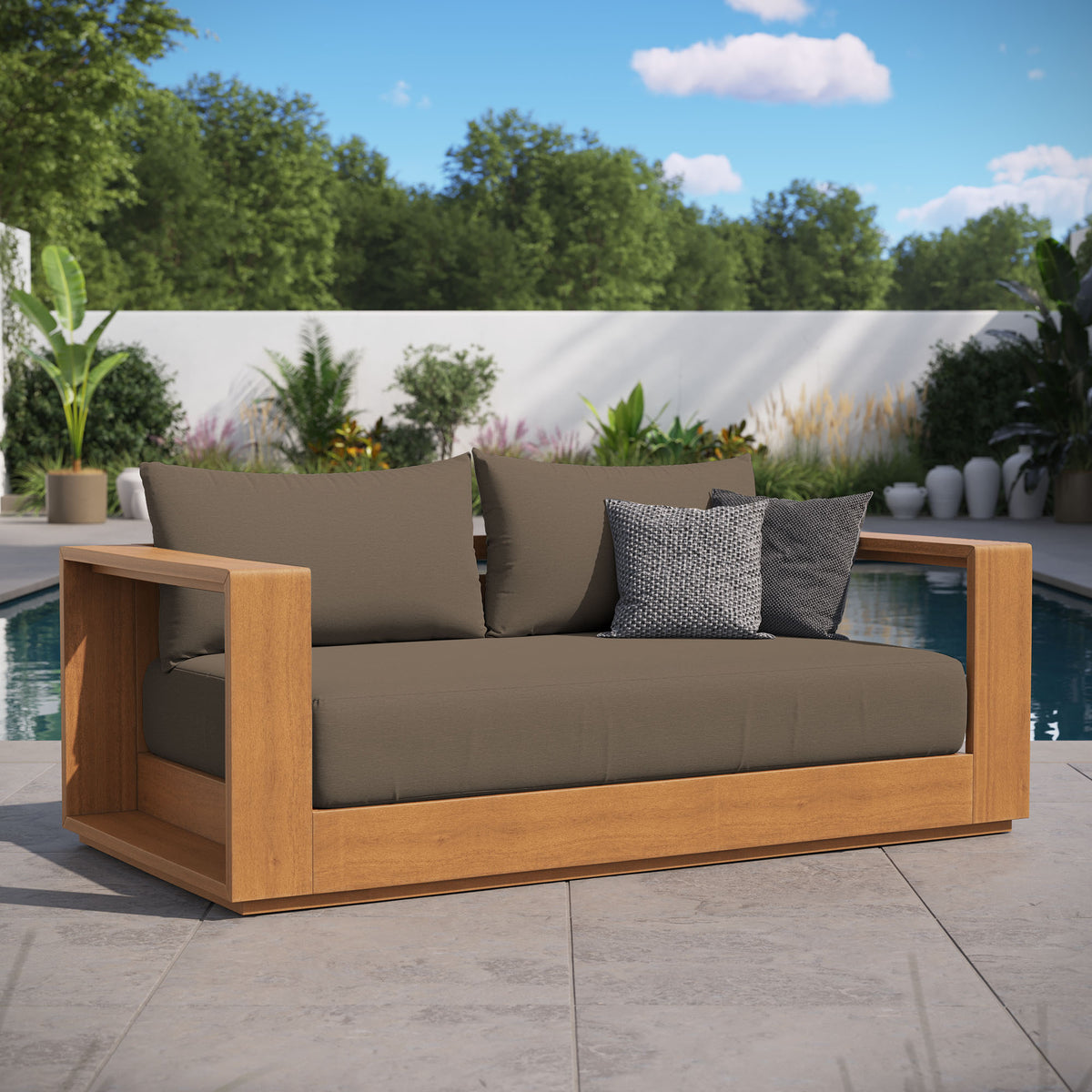 Tahoe Acacia Wood Outdoor Patio Acacia Wood Loveseat by Modway