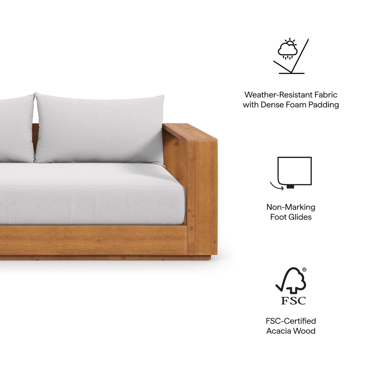 Tahoe Acacia Wood Outdoor Patio Acacia Wood Loveseat by Modway