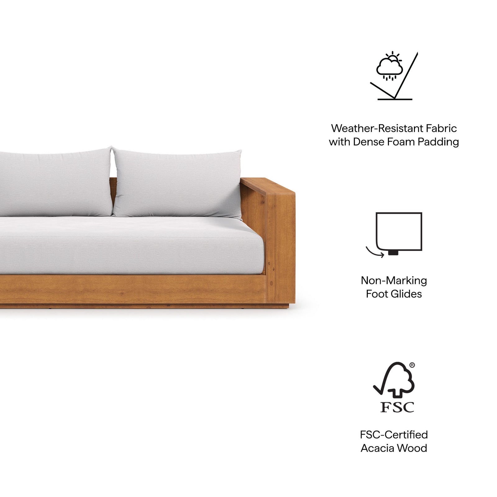 Tahoe Outdoor Patio Acacia Wood Sofa by Modway