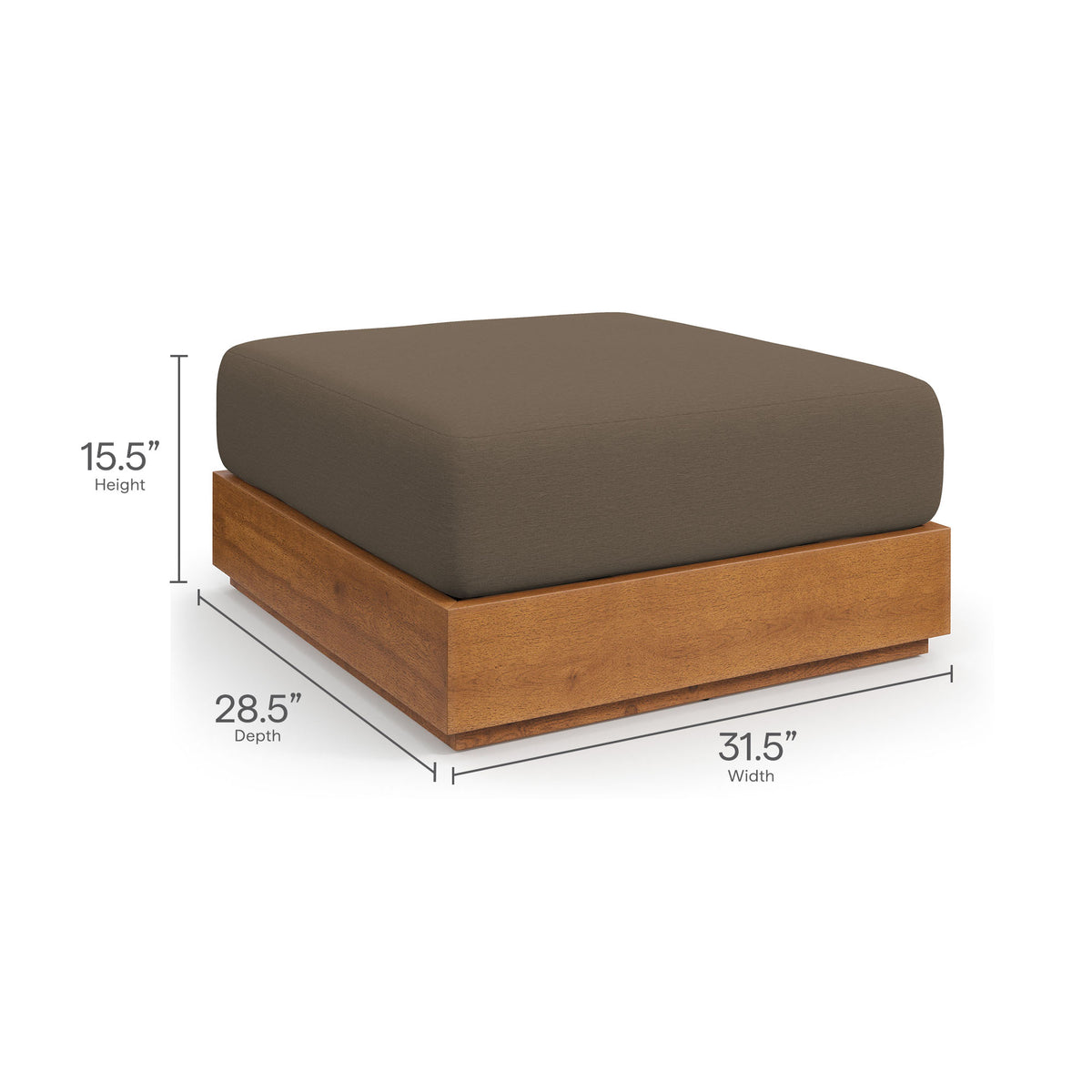 Tahoe Outdoor Patio Acacia Wood Ottoman by Modway