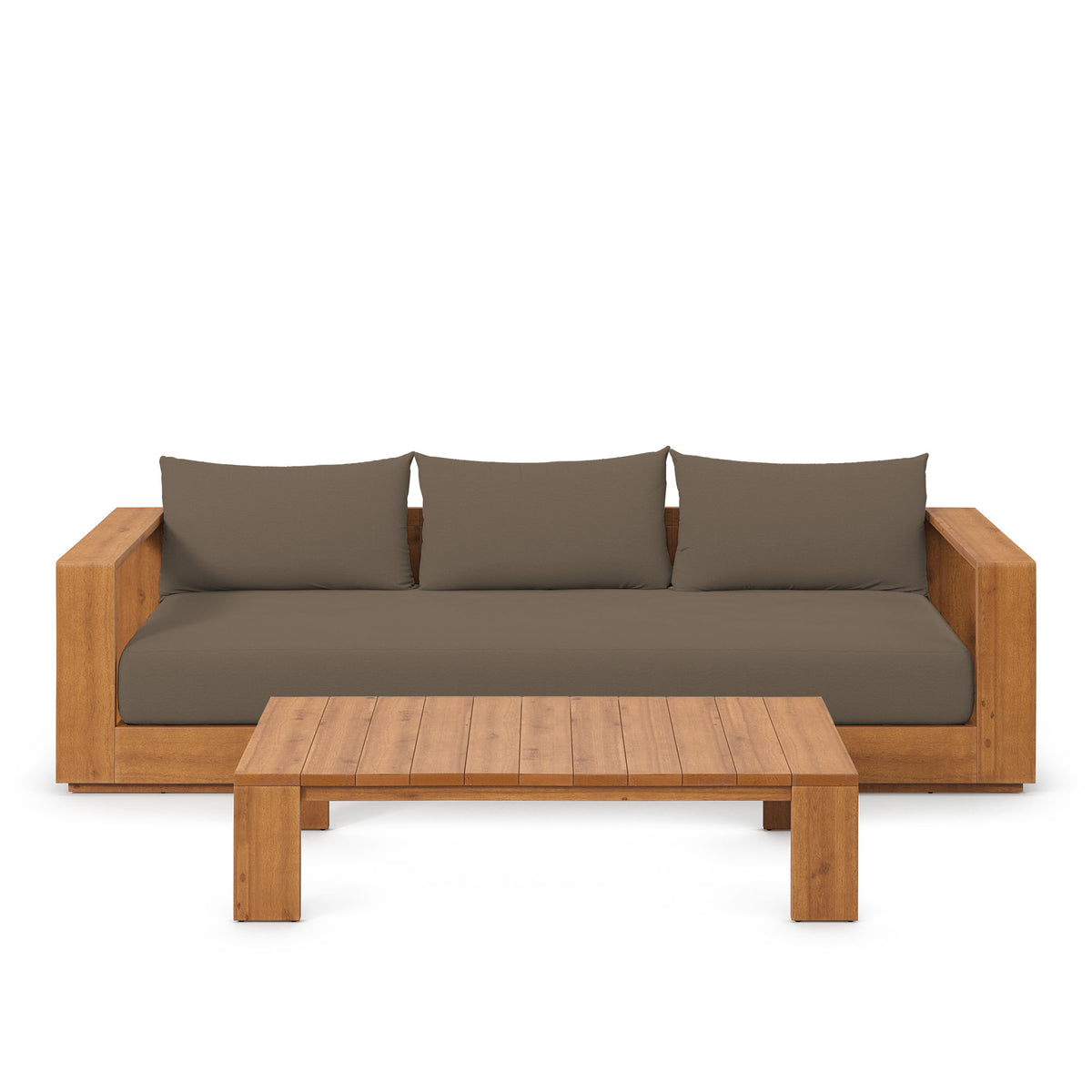 Tahoe 2-Piece Outdoor Patio Acacia Wood Sofa and Coffee Table Set by Modway
