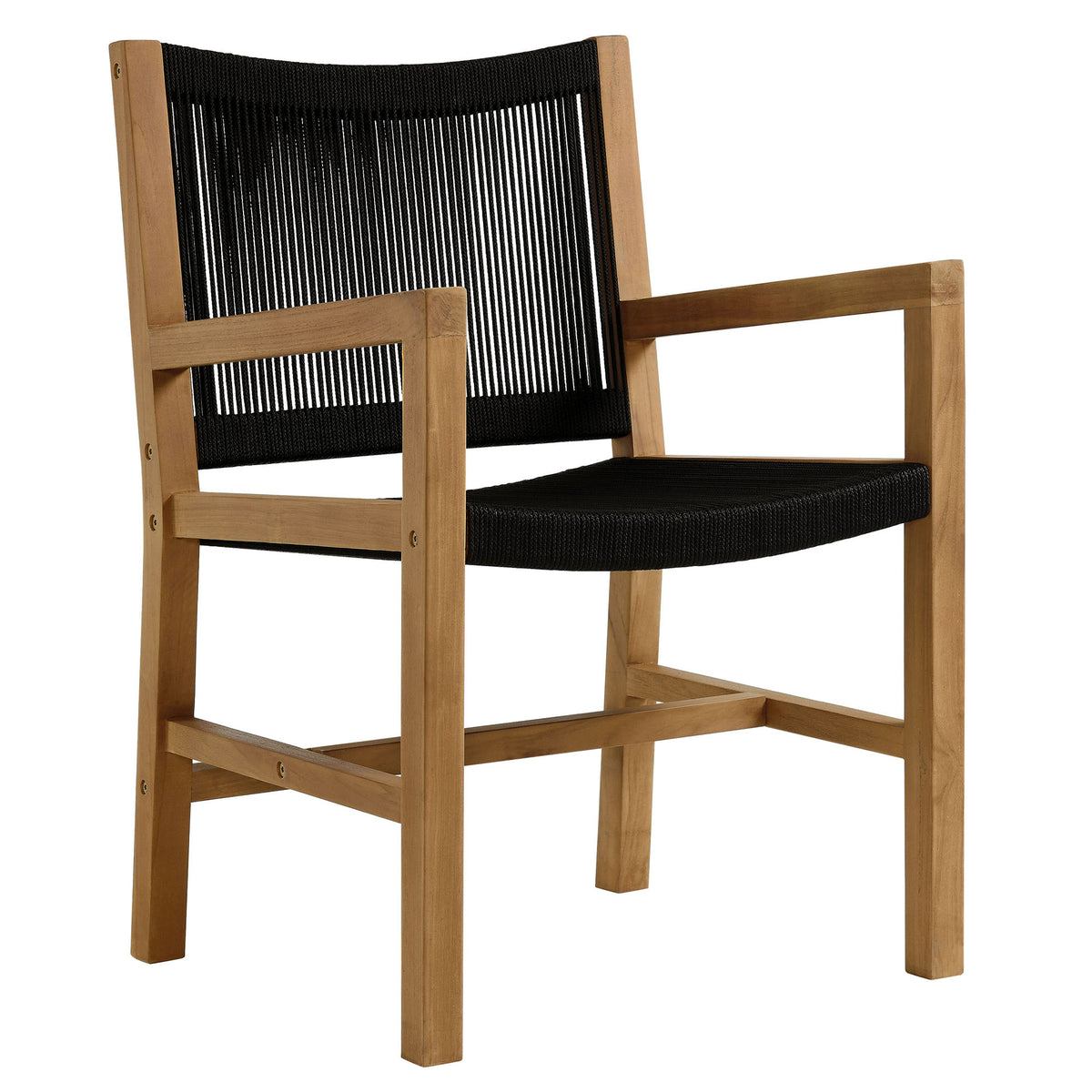 Vienna 3-Piece Outdoor Patio Teak and Rope Armchairs with Folding Side Table by Modway
