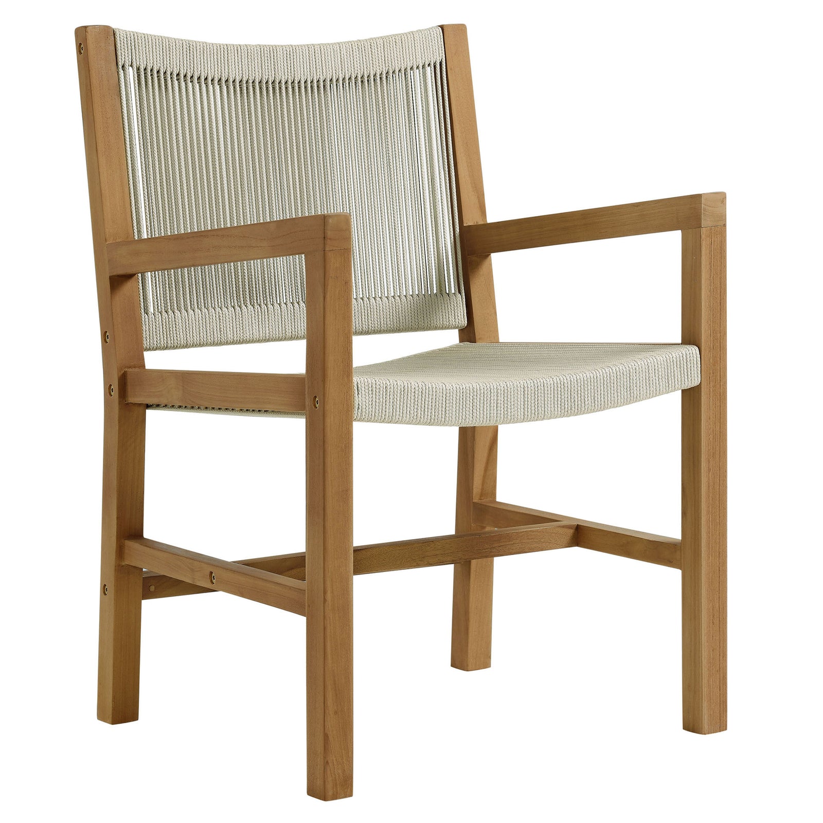 Vienna 3-Piece Outdoor Patio Teak and Rope Armchairs with Folding Side Table by Modway