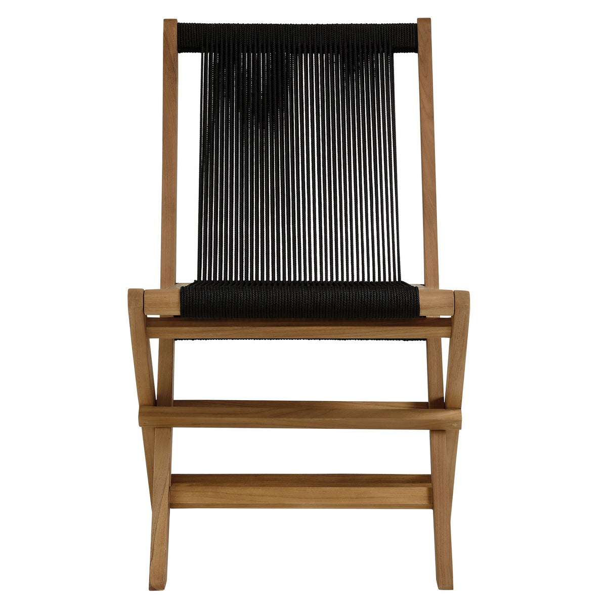 Vienna 5-Piece Outdoor Patio Teak Wood Dining Set with Rope Folding Chairs by Modway