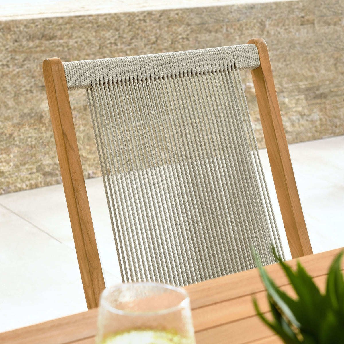 Vienna Outdoor Patio Teak and Rope Folding Chairs Set of 4 by Modway