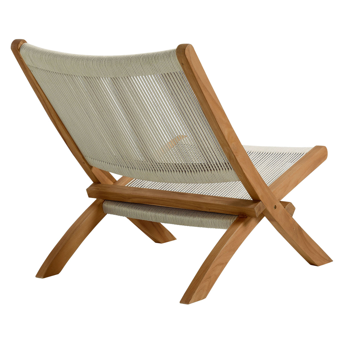Vienna Outdoor Patio Teak and Rope Folding Accent Lounge Chair by Modway