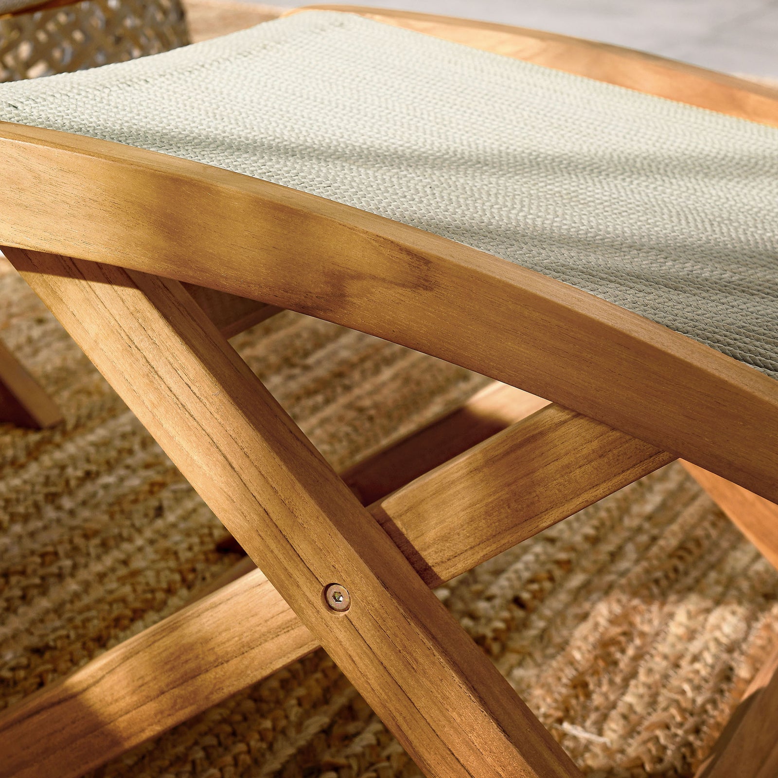 Vienna Outdoor Patio Teak and Rope Folding Ottoman by Modway