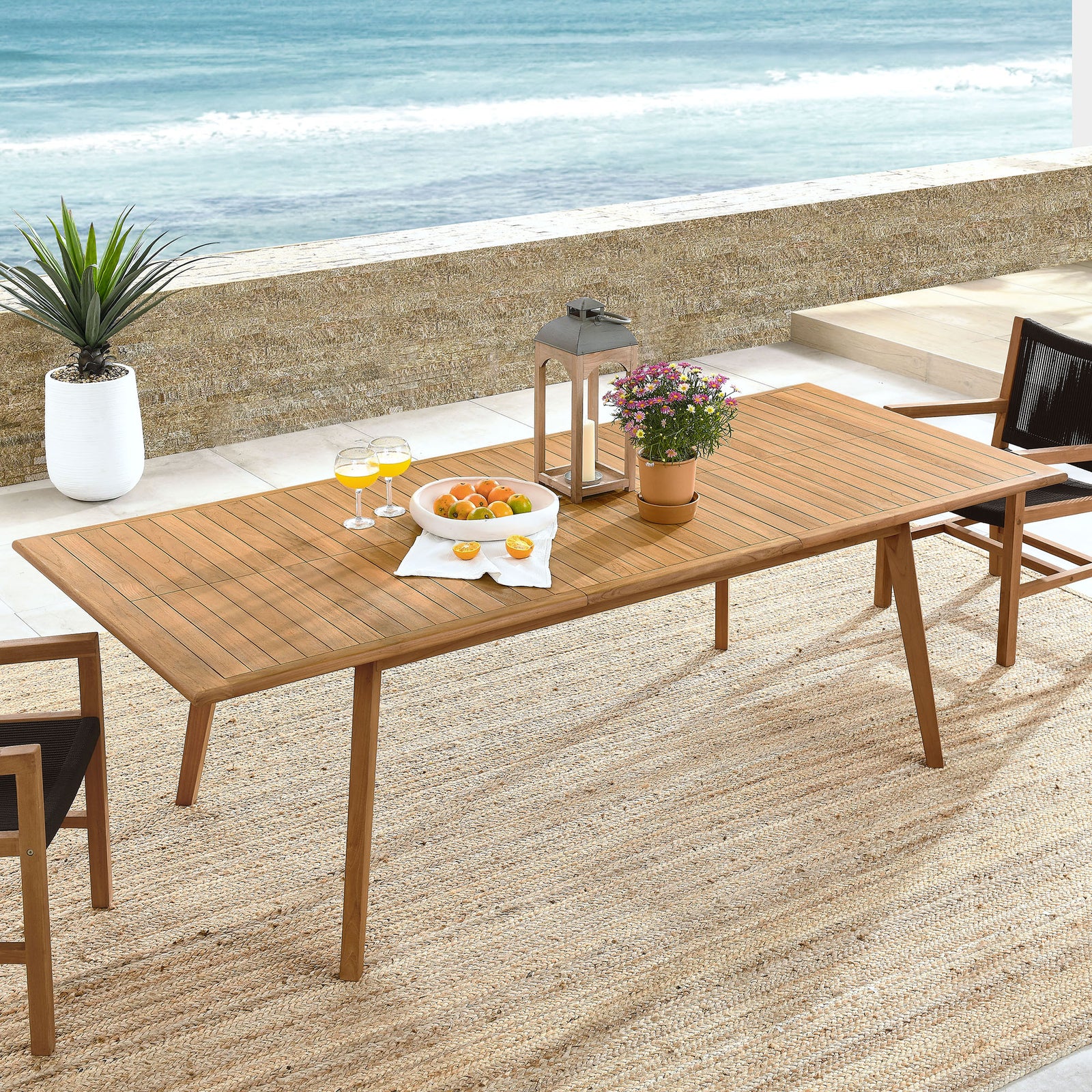 Vienna Outdoor Patio Teak Wood Extendable Dining Table by Modway