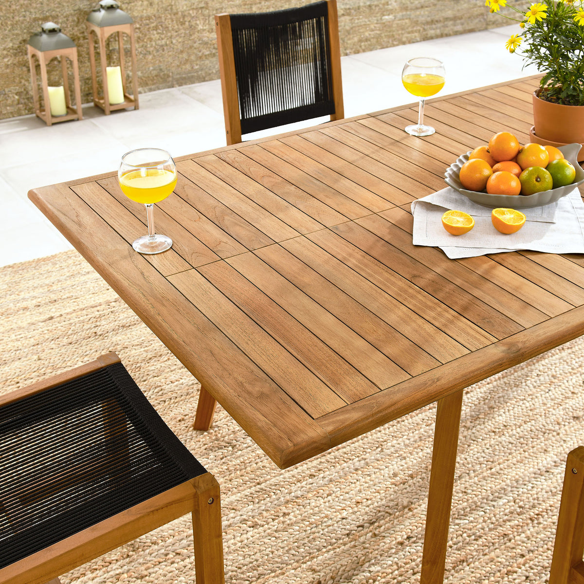 Vienna 7-Piece Outdoor Patio Teak and Rope Dining Set with Armless Chairs by Modway