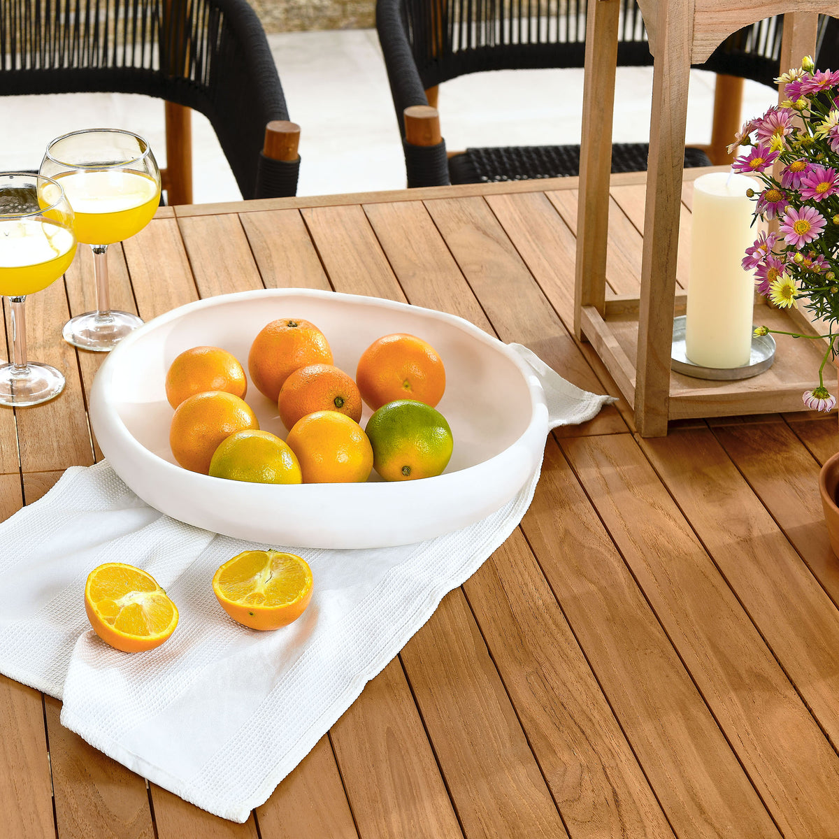 Vienna 7-Piece Outdoor Patio Teak and Rope Dining Set with Curved-Back Armchairs by Modway