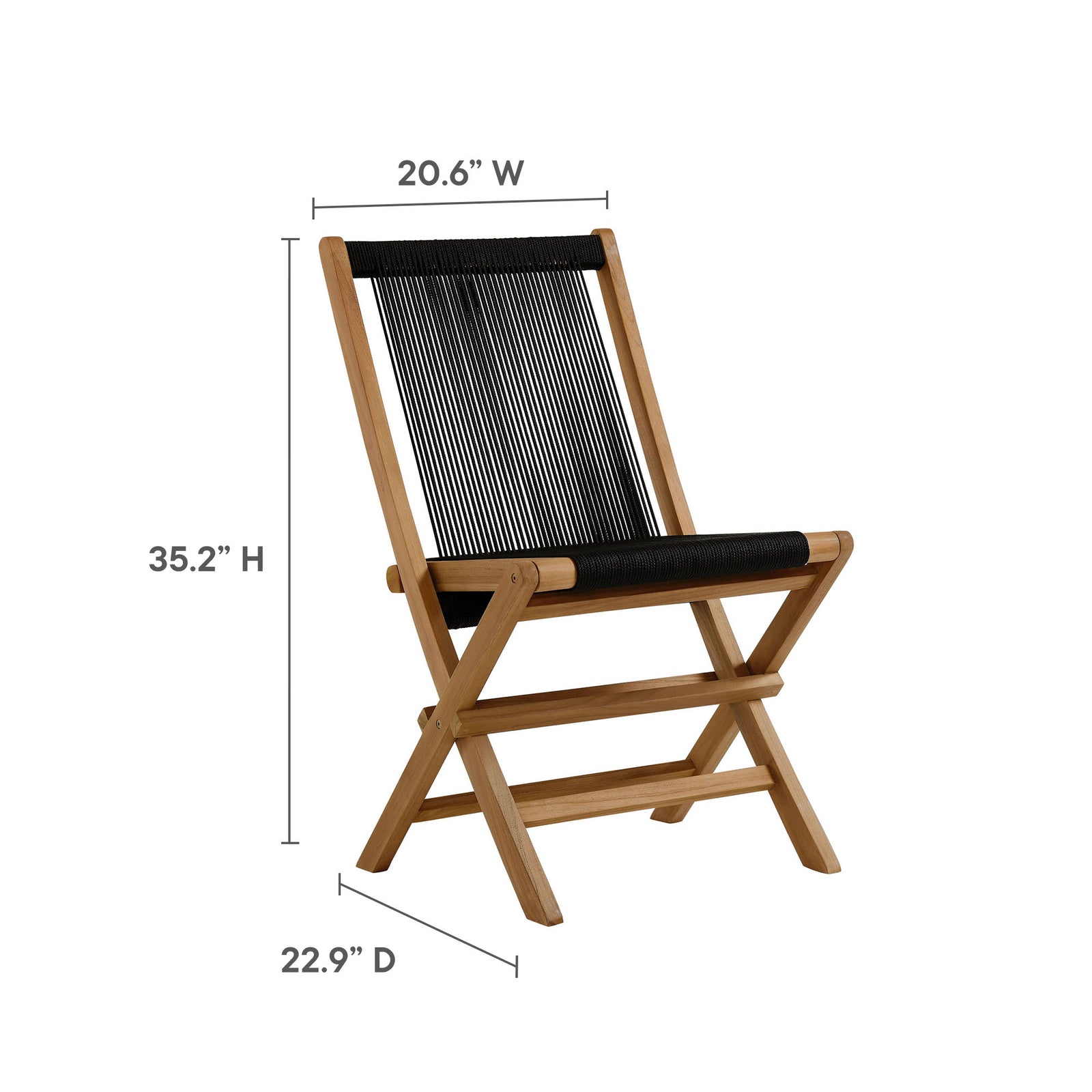 Vienna 5-Piece Outdoor Patio Teak Wood Dining Set with Rope Folding Chairs by Modway